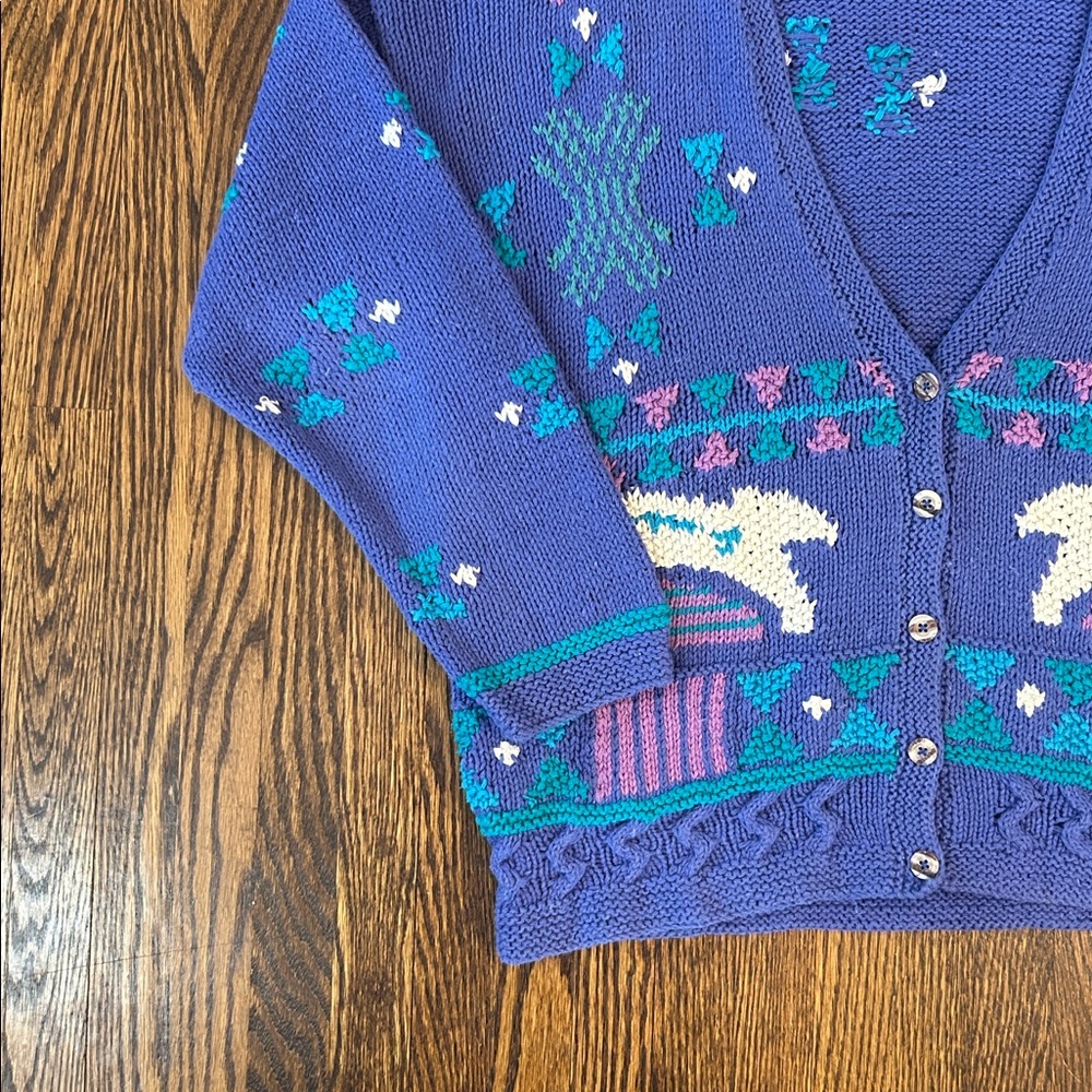 Vintage 90s Knit Cardigan Sweater - Picture 3 of 9